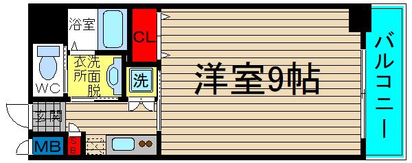 モノトーン難波(1K/6階)の間取り写真