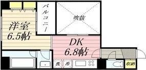 ZEUS桜川プレミアム(1DK/10階)の間取り写真