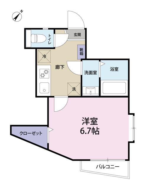 D・Sコート是政(1K/3階)の間取り写真