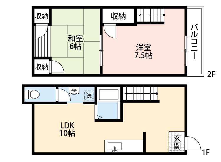 旭第2ハイツ(2LDK/1階)の間取り写真