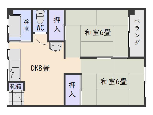 第1パースビル(2DK/2階)の間取り写真