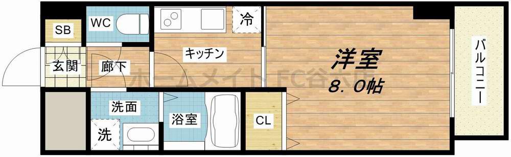 ノーブルコート堺筋本町(1K/4階)の間取り写真