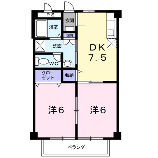 パルネツト キタノ(2DK/2階)の間取り写真