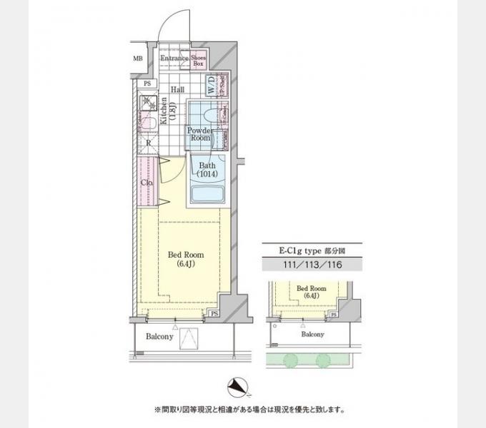 シェル品川戸越(1K/1階)の間取り写真