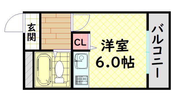 サンロード白鷺(ワンルーム/2階)の間取り写真