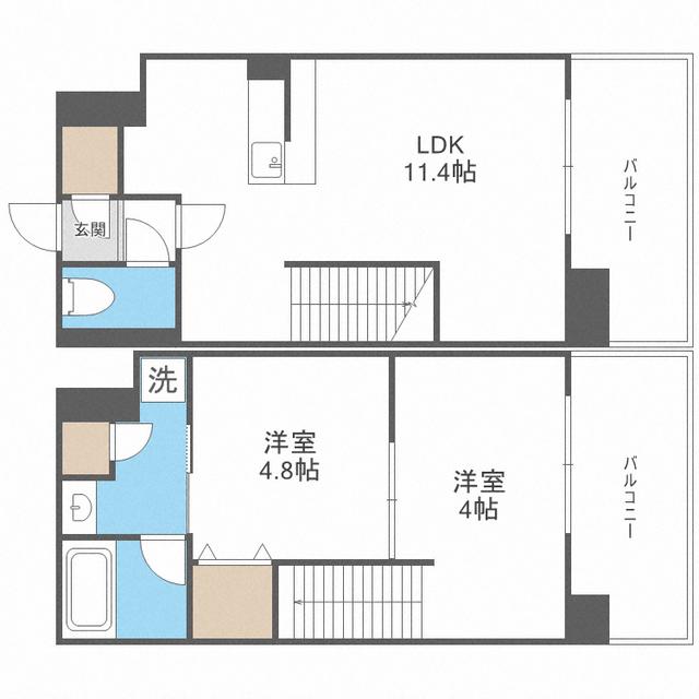 MODERN PALAZZO博多駅南AXIA(2LDK/8階)の間取り写真