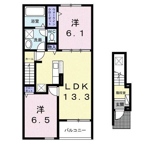 カルムメゾン(2LDK/2階)の間取り写真