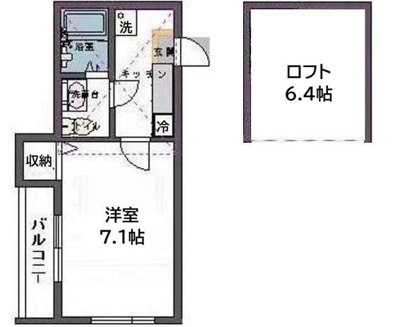 サザンパラダイス(1K/2階)の間取り写真