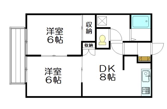 サンヒルズ庄原C(2DK/1階)の間取り写真
