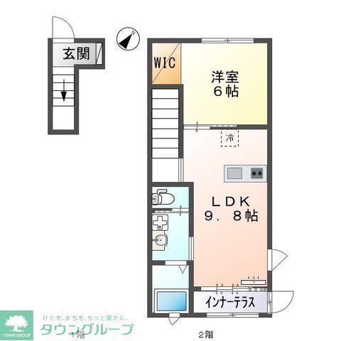 メゾン ド ミエル MAISON DU MIEL(1LDK/2階)の間取り写真