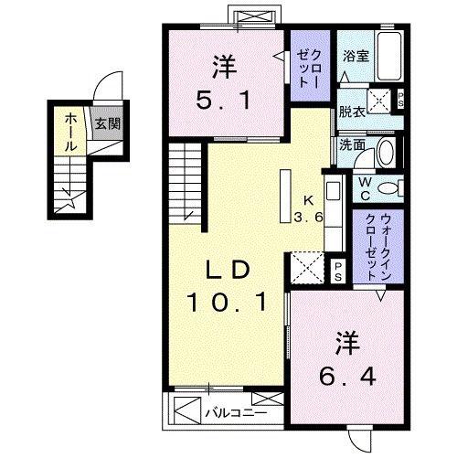 グランドソレーユ(2LDK/4階)の間取り写真