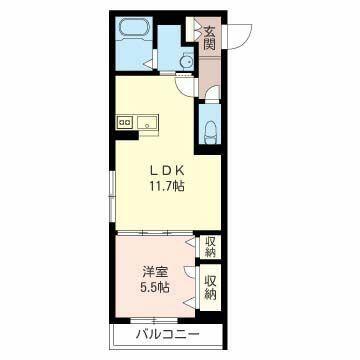 GRAND-MERE(1LDK/1階)の間取り写真