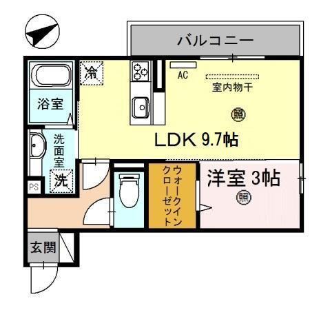 D-ROOM出島(1LDK/2階)の間取り写真