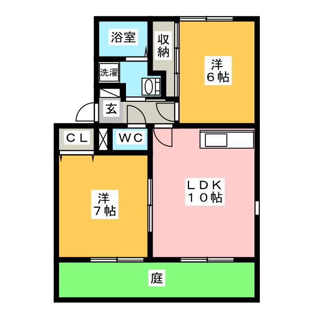 ソレジオ A棟(2LDK/1階)の間取り写真