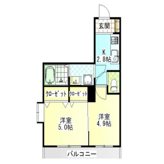 グリーンハイツ城山(2K/2階)の間取り写真