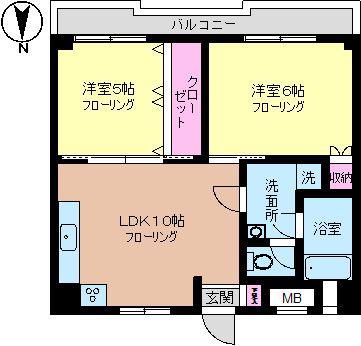 ファーストエバーグリーンビル(2LDK/2階)の間取り写真