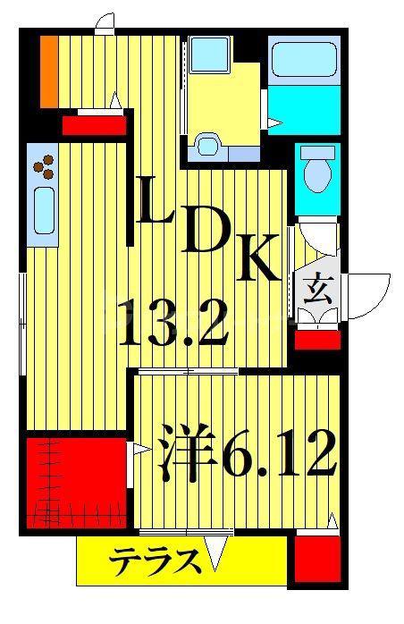 ラリュール柴又(1LDK/1階)の間取り写真