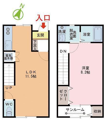 FLEURS(1LDK/1階)の間取り写真