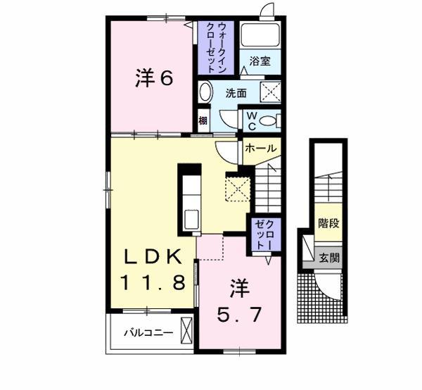 グランデエリアールI(2LDK/2階)の間取り写真