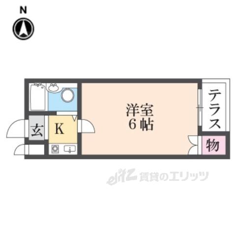 メビウス寝屋川レジデンスウエスト(1K/1階)の間取り写真