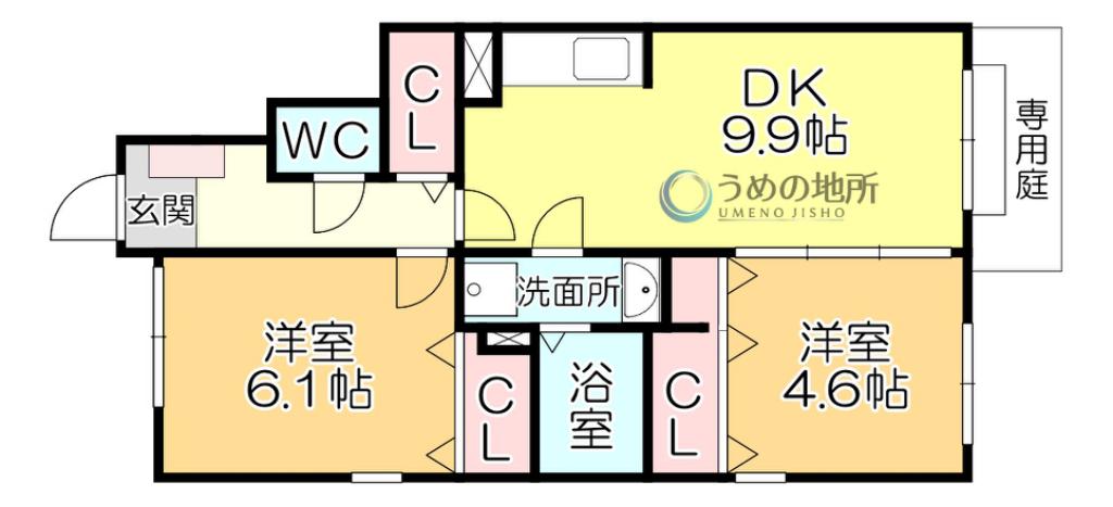 ギャランコートA(2DK/1階)の間取り写真