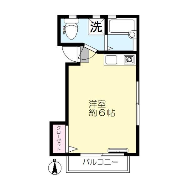 ハピネスYNM(ワンルーム/2階)の間取り写真