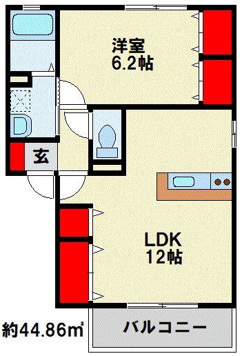 コンフォール(1LDK/1階)の間取り写真