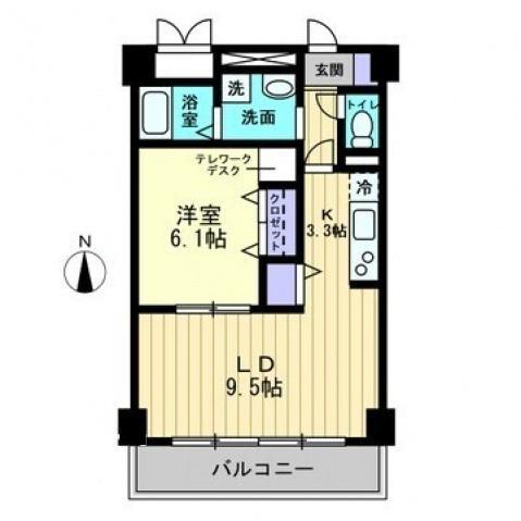 フィール上之町(1LDK/5階)の間取り写真