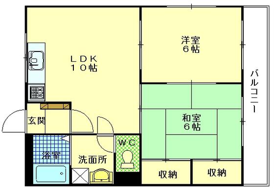 東宝牛田ビル(2LDK/2階)の間取り写真