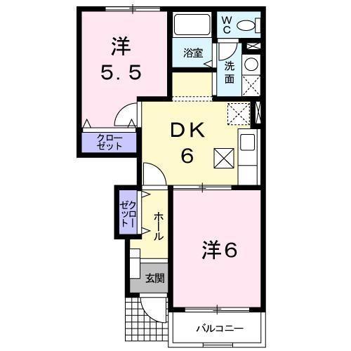 アルトピアーノ(2DK/1階)の間取り写真