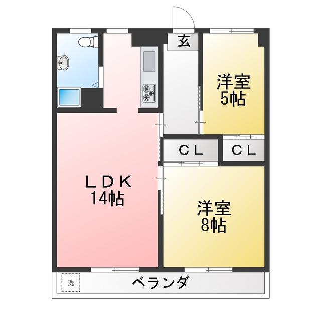 行徳マンション(2LDK/3階)の間取り写真