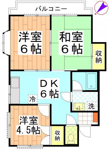 黒砂第6ハイツ(3K/2階)の間取り写真