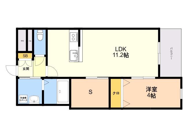 CUBE SUCRE内橋(1SLDK/5階)の間取り写真