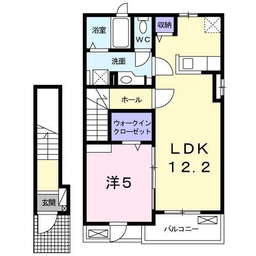 クレスト サン ヒルズIV(1LDK/2階)の間取り写真