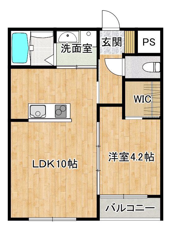 リント浜町(1LDK/3階)の間取り写真
