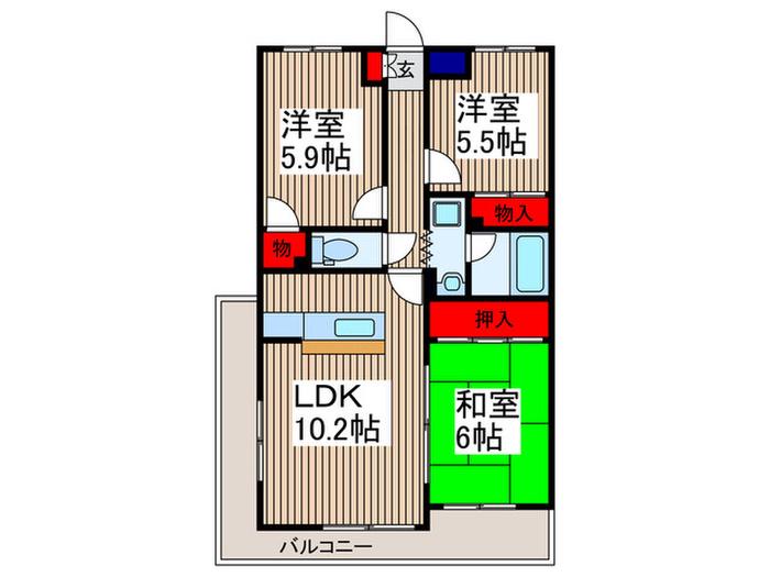 シャトレー戸田(3LDK/5階)の間取り写真