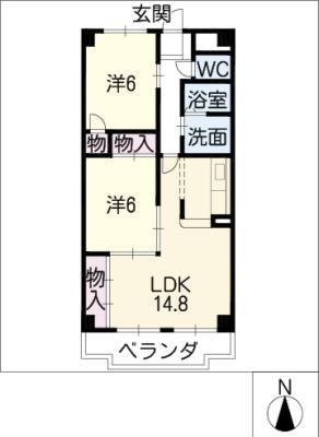 アートヒルズ東天王(2LDK/8階)の間取り写真