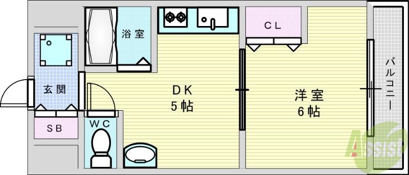 コーポ菜々草(1DK/2階)の間取り写真