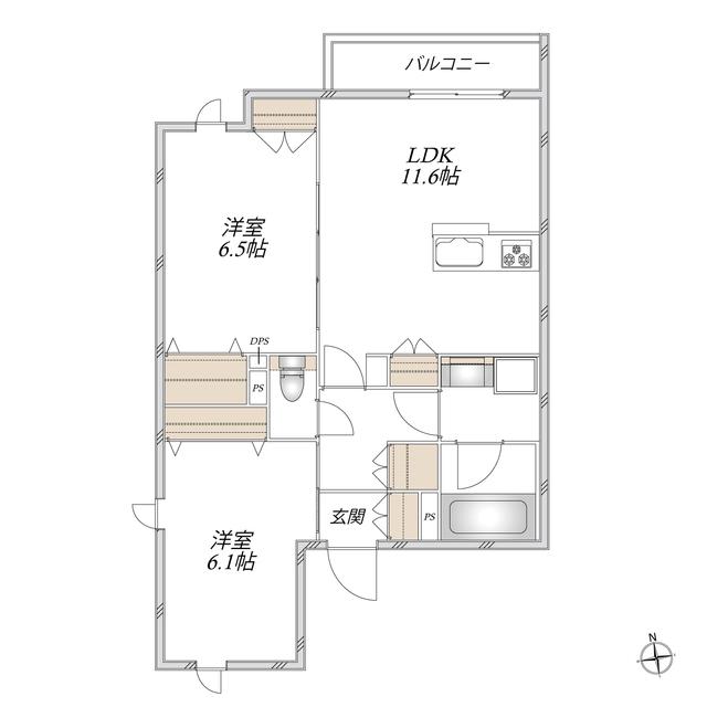 ドルフ東武練馬(2LDK/2階)の間取り写真