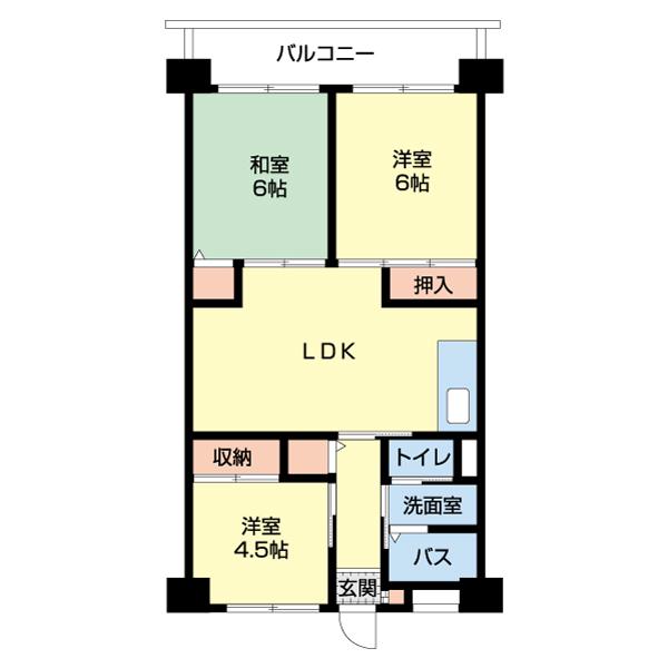ホンダマンション(3LDK/4階)の間取り写真