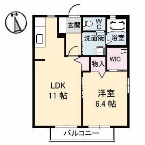 ディアス松縄C棟(1LDK/1階)の間取り写真