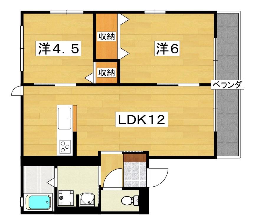 ソレアード上島II(2LDK/1階)の間取り写真