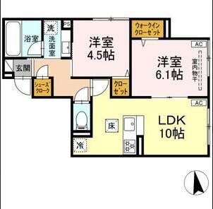 スリジエ(2LDK/1階)の間取り写真