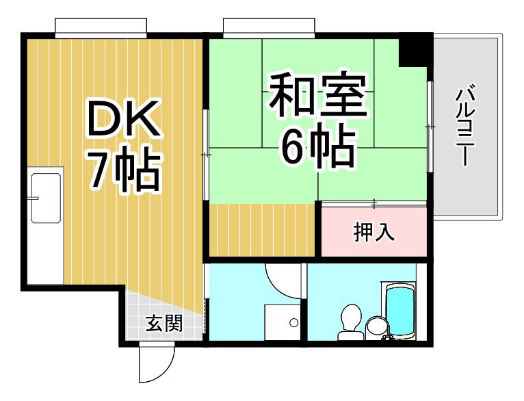 ハイツいちう(1DK/4階)の間取り写真