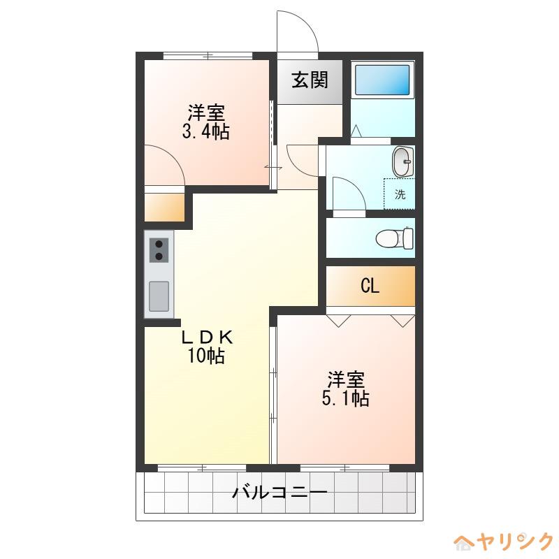 エトワール栄(2LDK/2階)の間取り写真