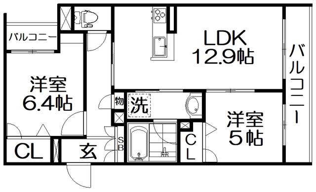 SHAMAISON ETOILE(2LDK/2階)の間取り写真