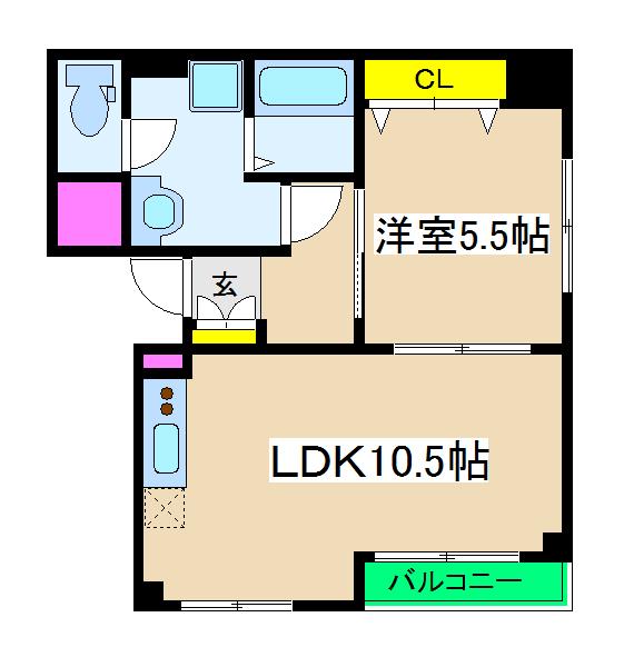 キャトルセゾン白楽(1LDK/1階)の間取り写真