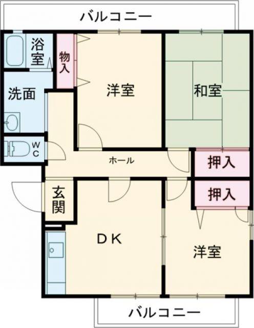オリーブ泉ヶ丘IIA棟(3DK/3階)の間取り写真