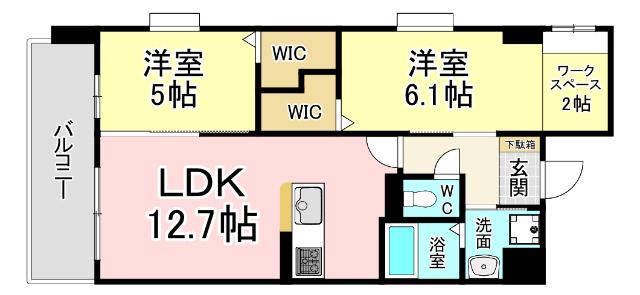 プレミア片野(2LDK/2階)の間取り写真