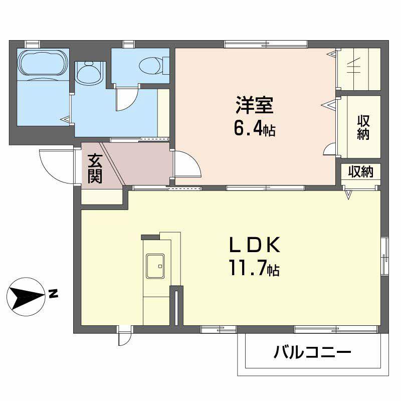 ロコモコハウス(1LDK/2階)の間取り写真